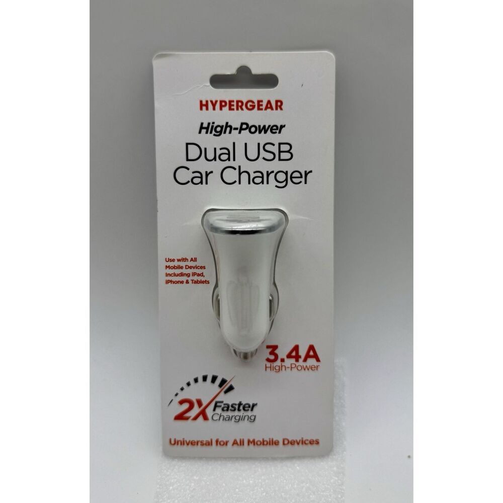 HyperGear 3.4A‎ High-Power Dual USB Car Charger Smart Chip Tech New